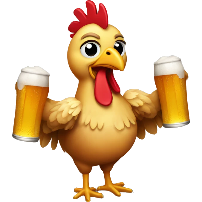 Chicken holding a beer emoji