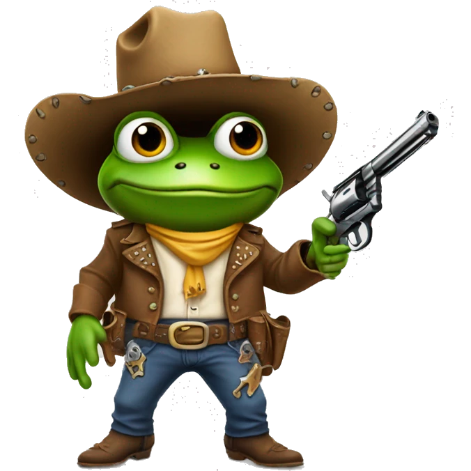 cowboy frog with revolvers emoji | AI Emoji Generator