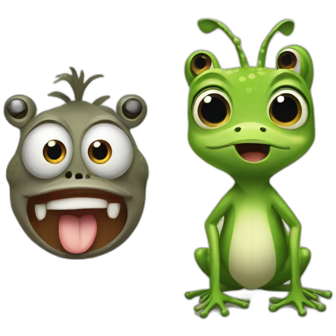 a frog and a donkey surprised emoji