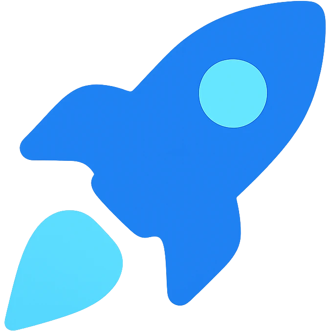 small bold rocket boost flame icon with gradient from blue to light blue symbolizing speed and energy emoji