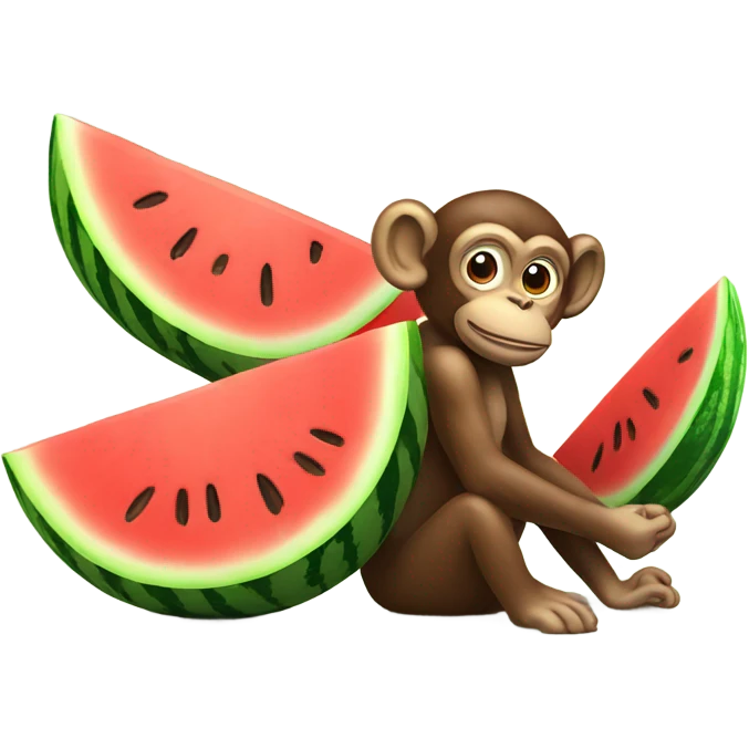 monkey with watermelon emoji