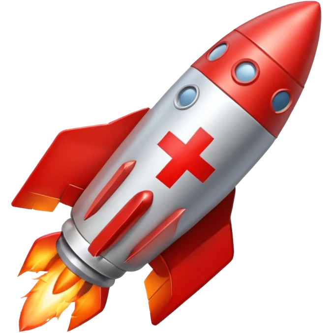 a rocket with a red cross on it emoji