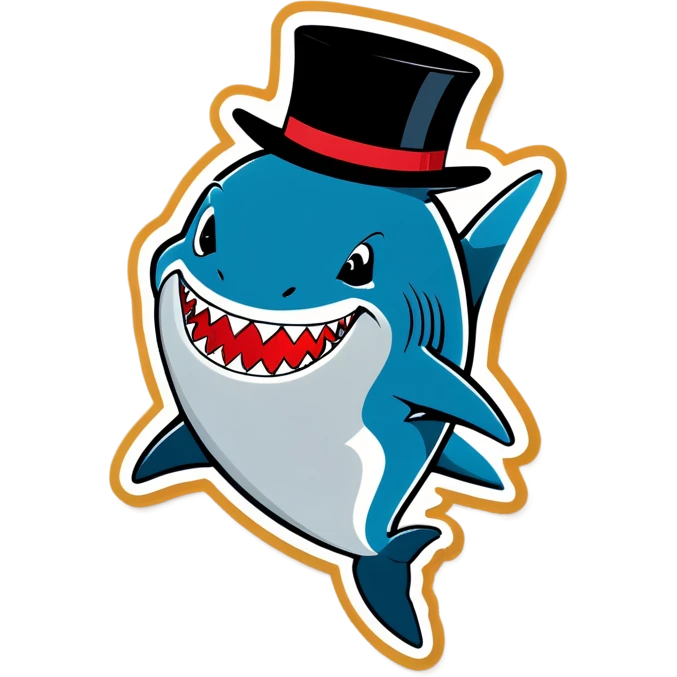 Shark with a top hat emoji
