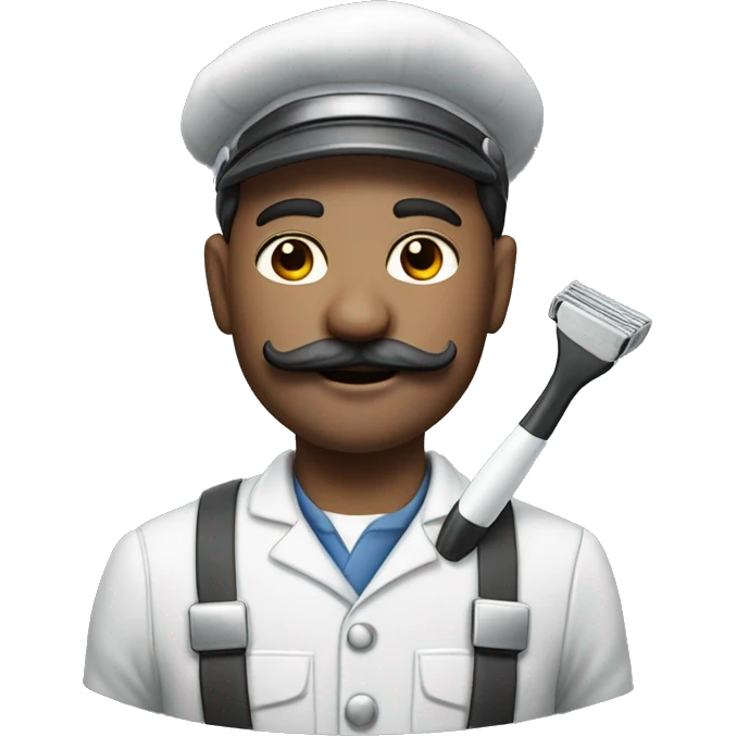 Photorealistic milkman with a mustache and a razor in hand emoji