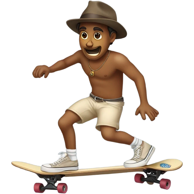 Indian jones riding a skateboard upside down in underwear emoji