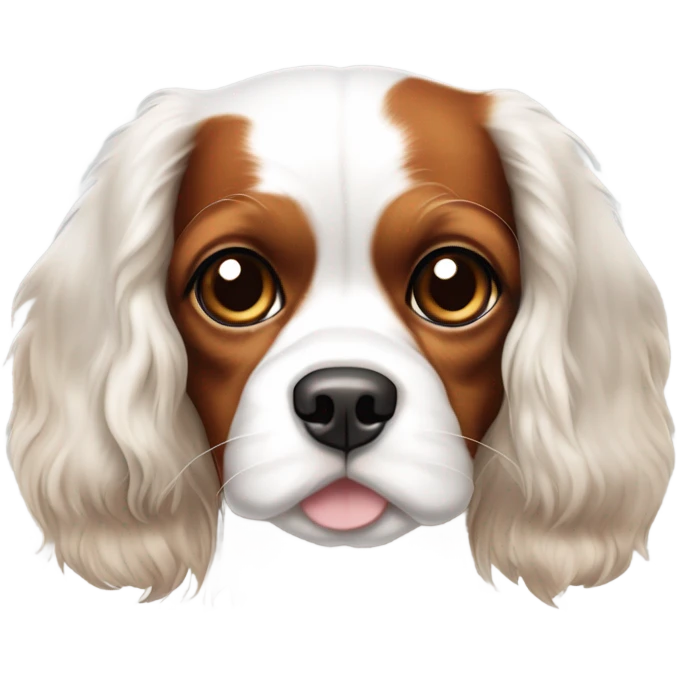 cavalier king charles white and brown with a brown dot in head between ears emoji
