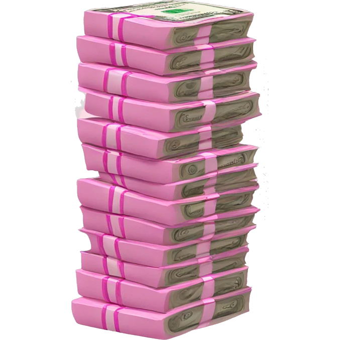 Stack of pink dollar bills emoji