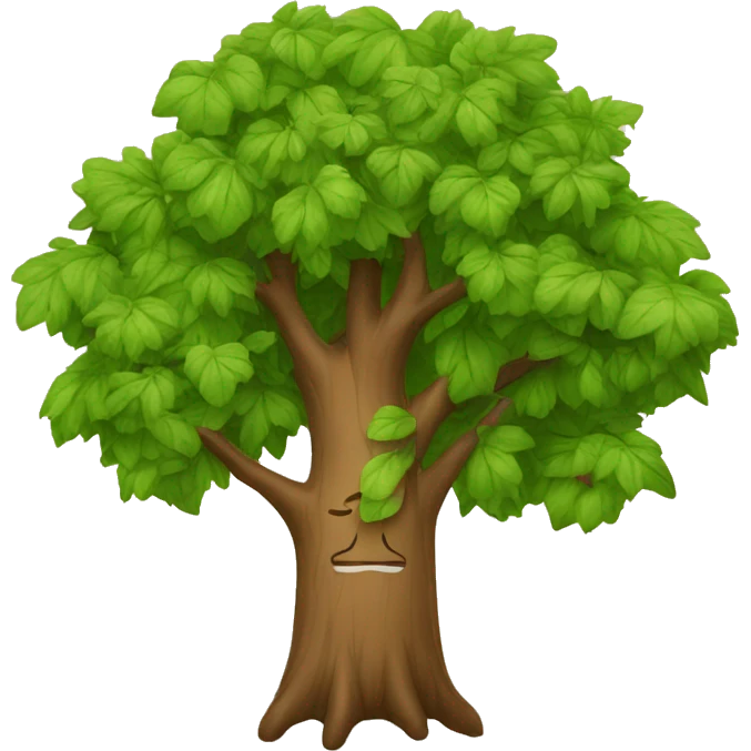 A TREE WITH LEAVES AND A WIDE TRUNK WITH CHILDREN emoji