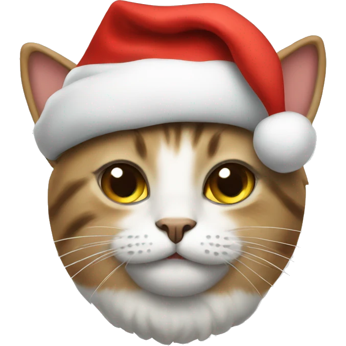 A cat wearing a Christmas hat emoji