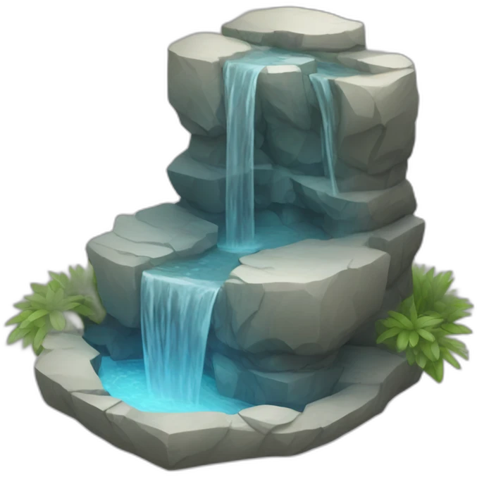 water spring with stone 2.5D emoji