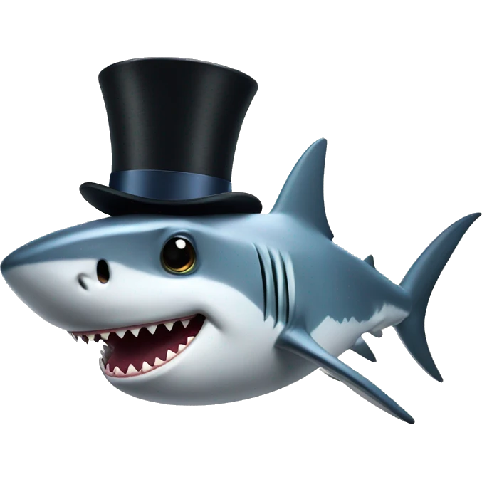 Shark with a top hat emoji