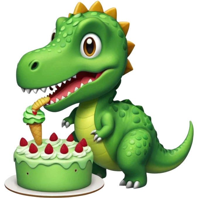 Dino eating cake emoji