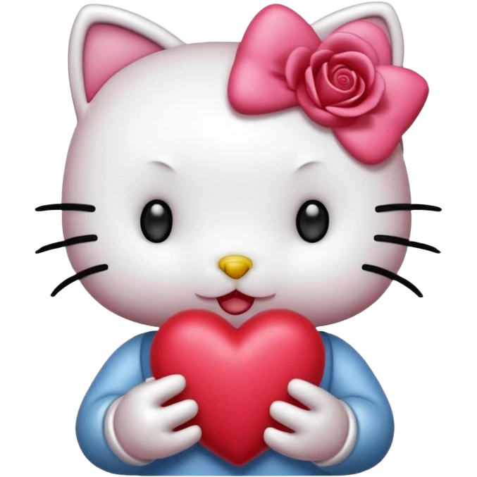 Hello kitty qui fait un bisous avec un cœur rose emoji | AI Emoji Generator