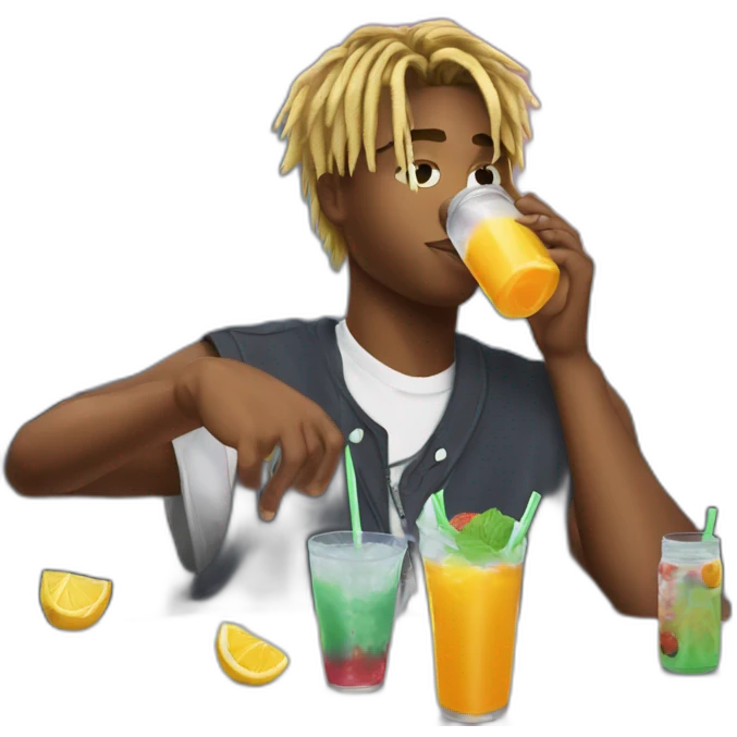 Juice Wrld drinking a Faygo emoji