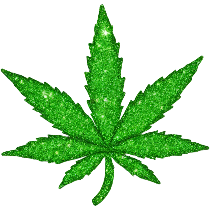 sparkly marijuana leaf emoji