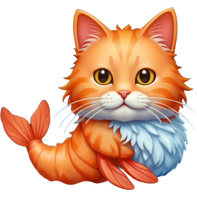 Shrimp cat in ocean emoji
