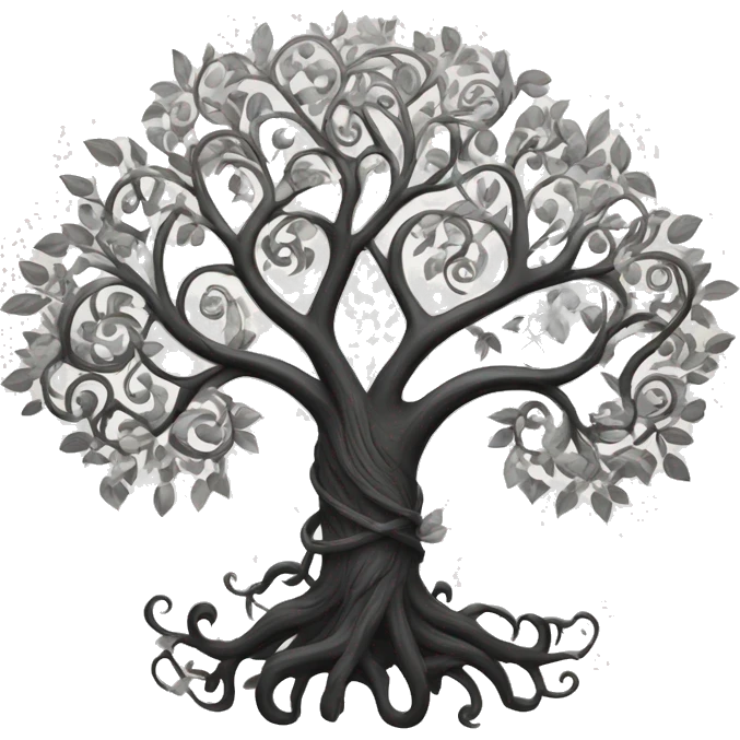 Black and white Viking style tree of Life  emoji