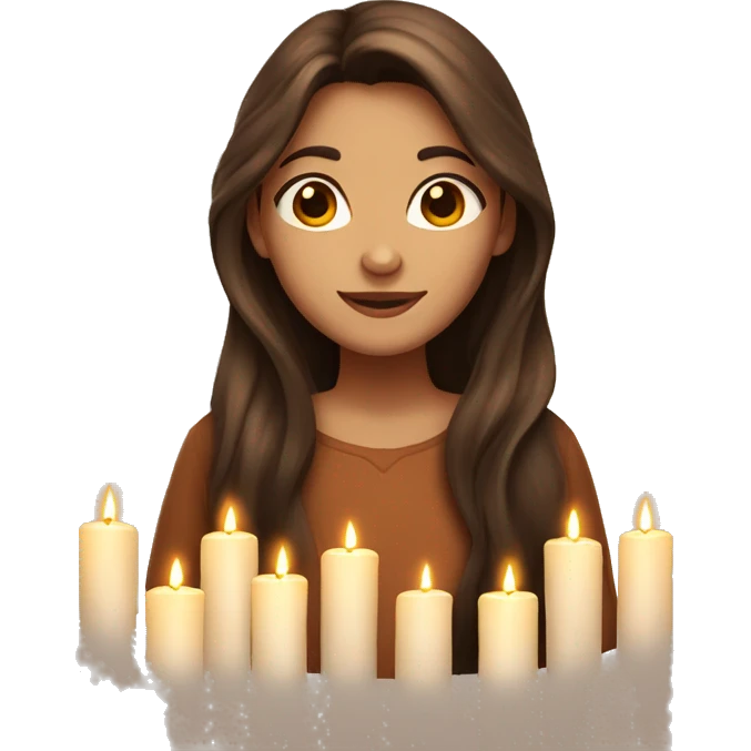 Brown long haired lucia with candles  emoji