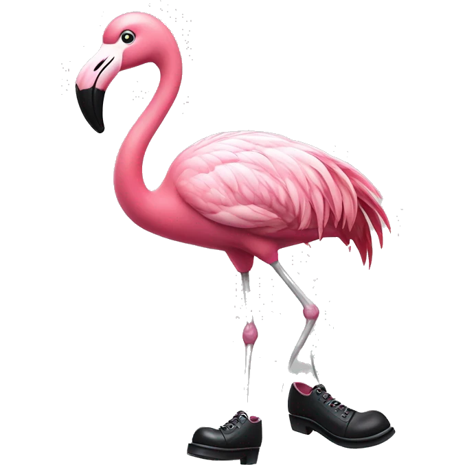 a pink flamingo with tap dancing shoes emoji