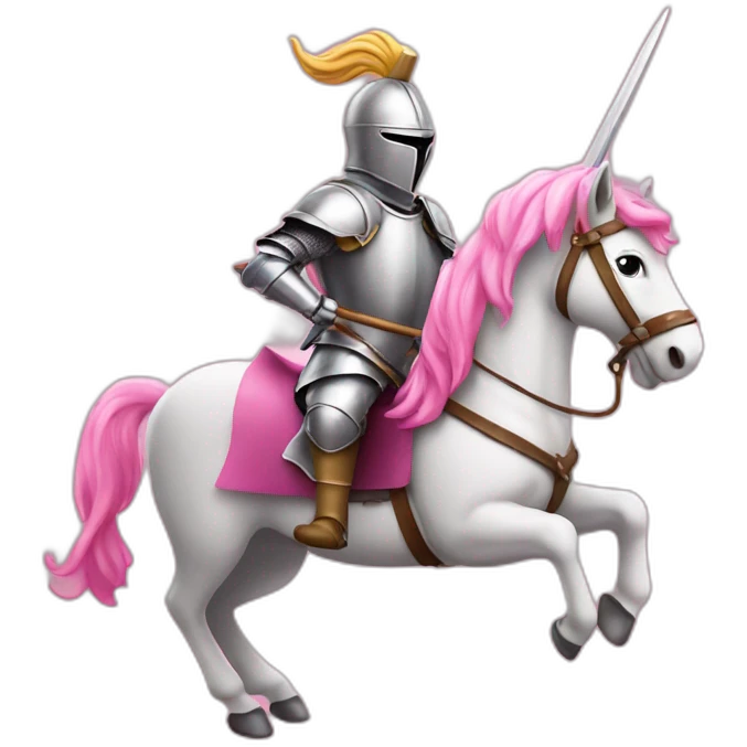 Knight on pink unicorn with spear emoji