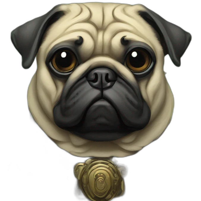 A cyberpunk pug in Art Nouveau style during 1910 emoji