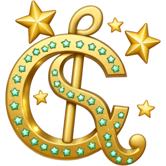 money sign with stars and hearts and sparkles emoji