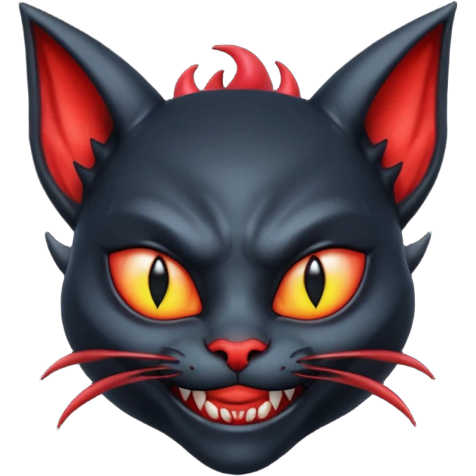 Black devil alien with cat ears smirking emoji