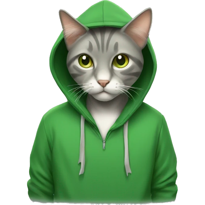 Fray cat with a green hoodie emoji