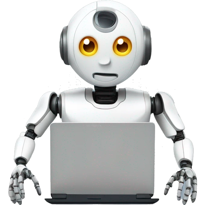 robot is using labtop emoji