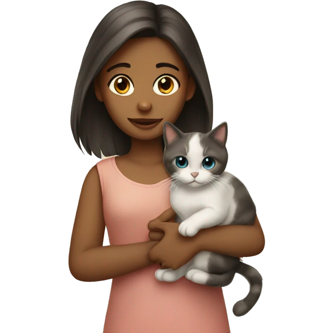 A girl holding a ragdoll cat emoji