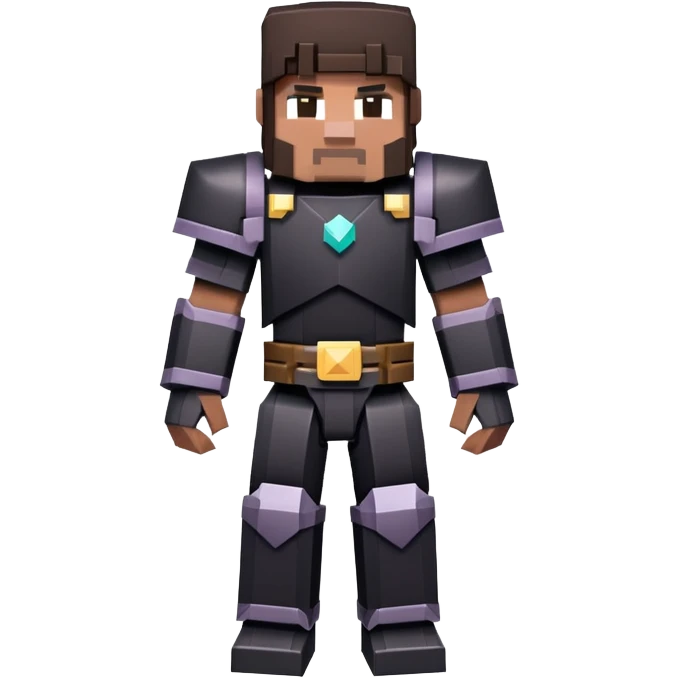 Minecraft character with netherite armor full body, blocky black armor set emoji
