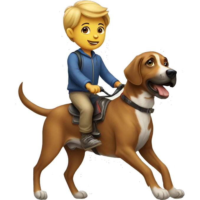 boy rideing dog emoji
