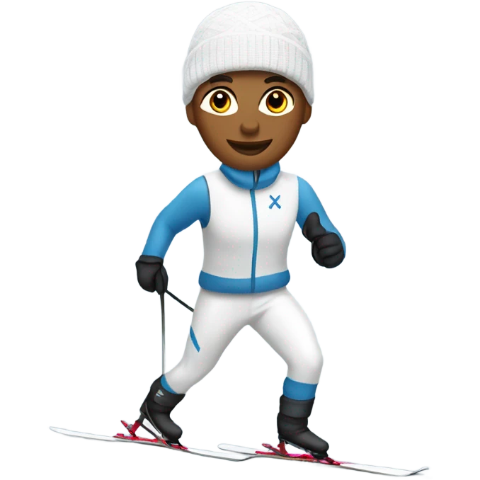 Cross country skier in white clothes emoji