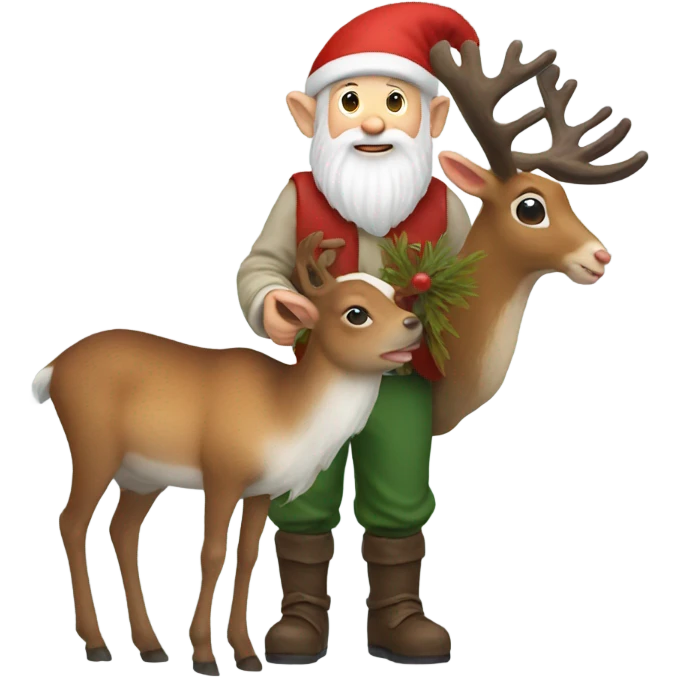 Gnome holding reindeer emoji