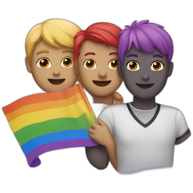 three friends pride flag emoji