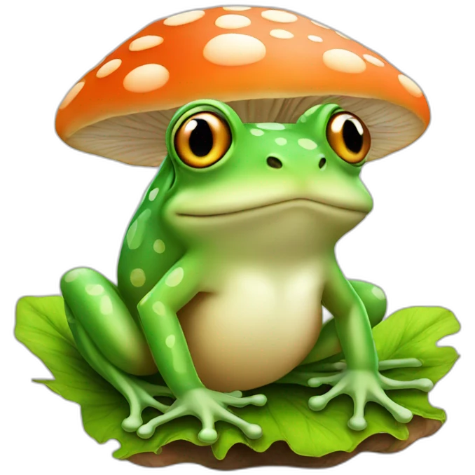 Frog on mushroom emoji