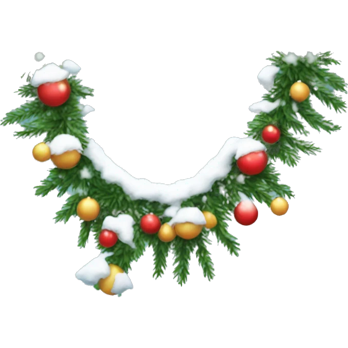 Garland with snow and ornaments on it emoji