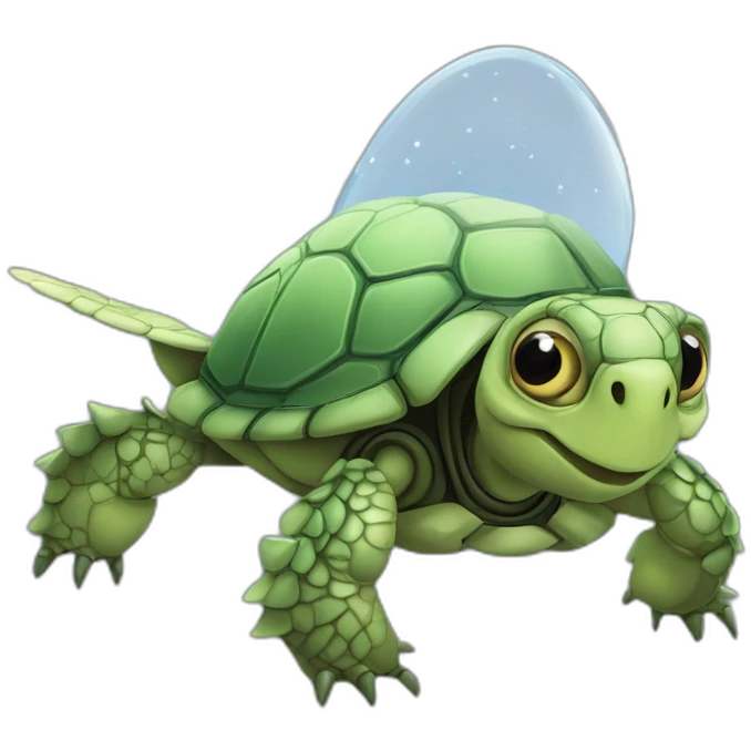 Tortue robot Emanuel Macron avec des ailes de fée emoji
