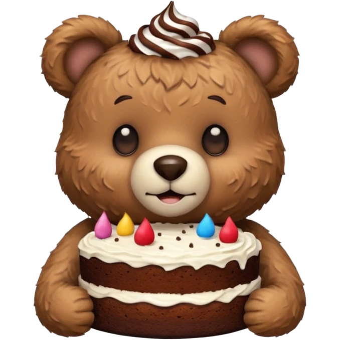 Morning teddy with chocolate cake emoji