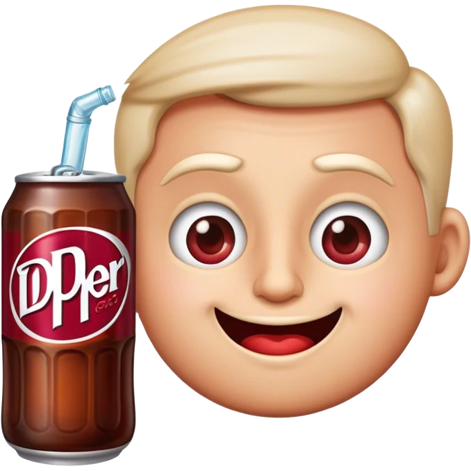 Emoji face drinking Dr Pepper soda emoji