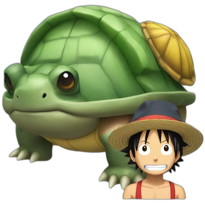 Tortank sur le dos de luffy emoji