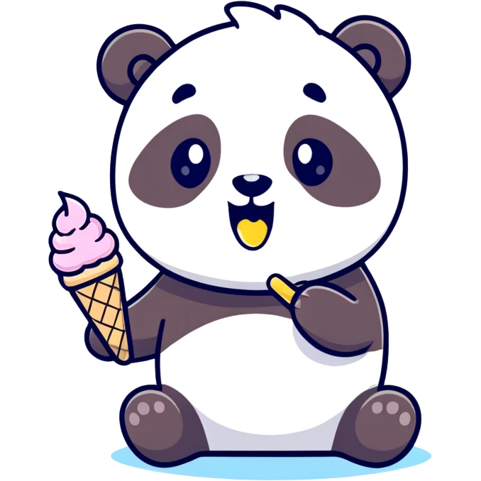 Panda eating ice cream emoji
