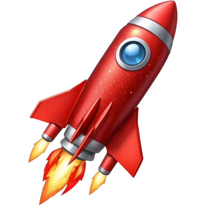 red glitter rocket  emoji