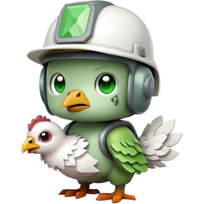 baby square Minecraft zombie on a tiny white chicken emoji