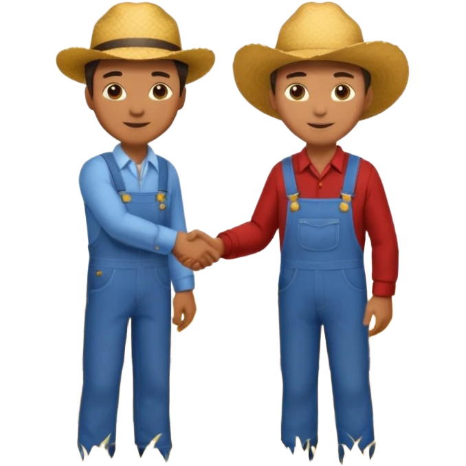 Man in a suit shaking hands with a farmer emoji