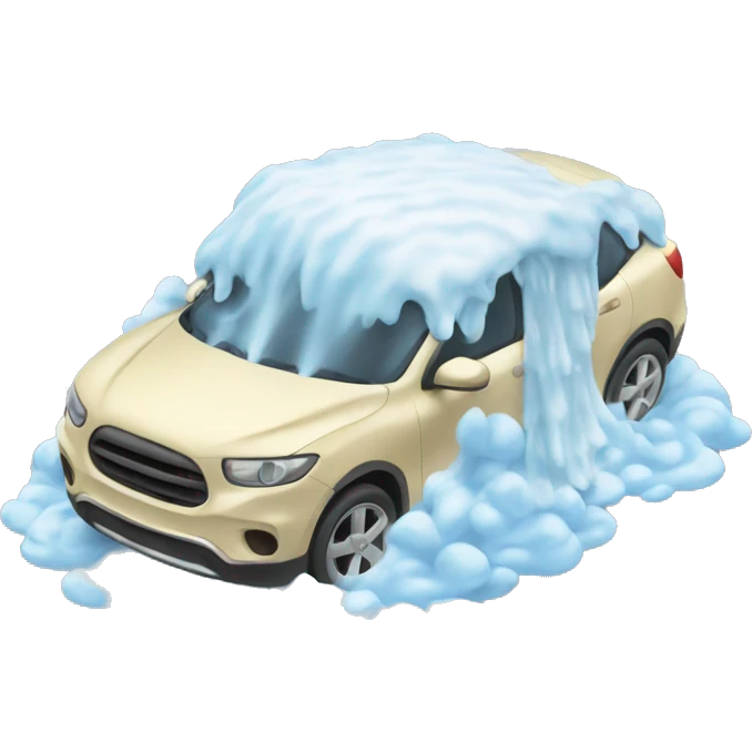car being washed, covered in foam emoji