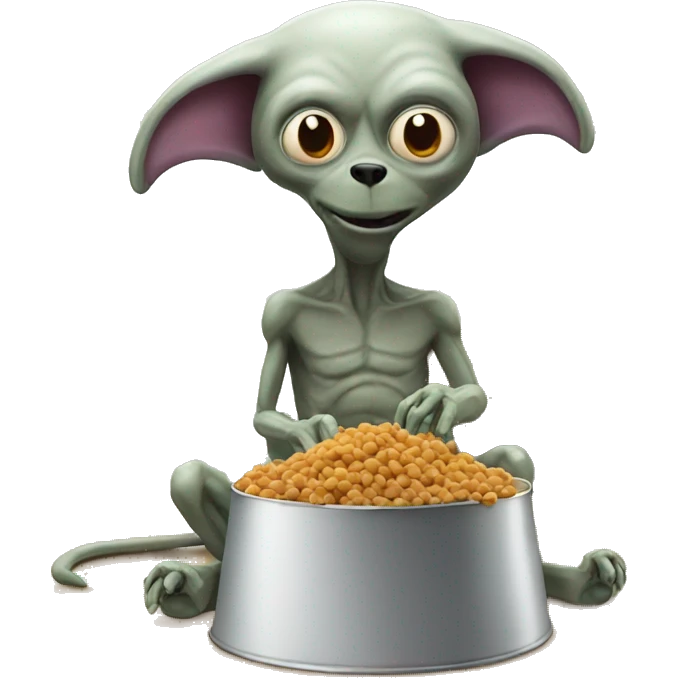 Alien eating dog food emoji