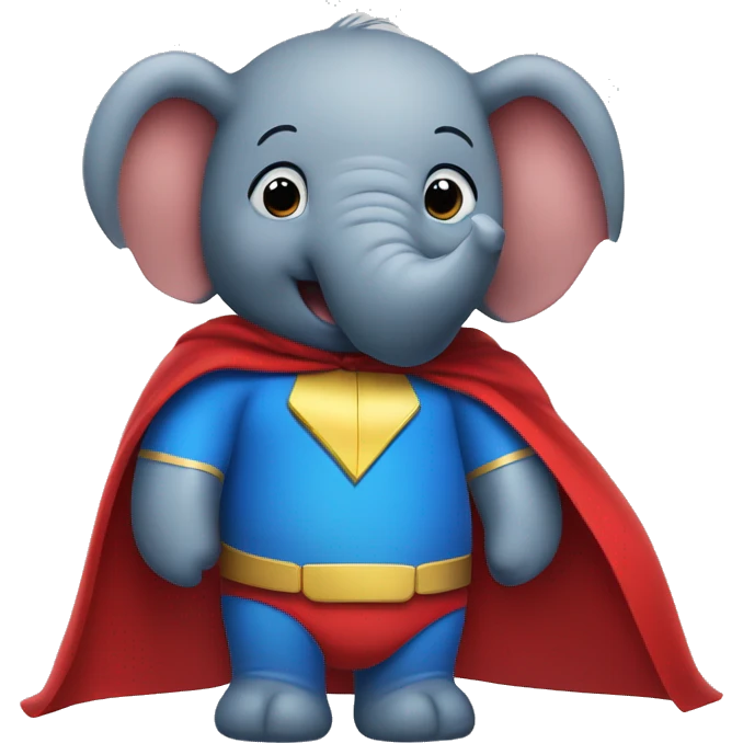 Elephant super-hero blue and red with a cape emoji