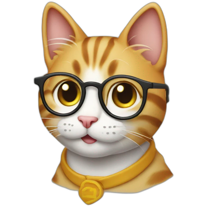 cat nerd smile glasses figer up emoji