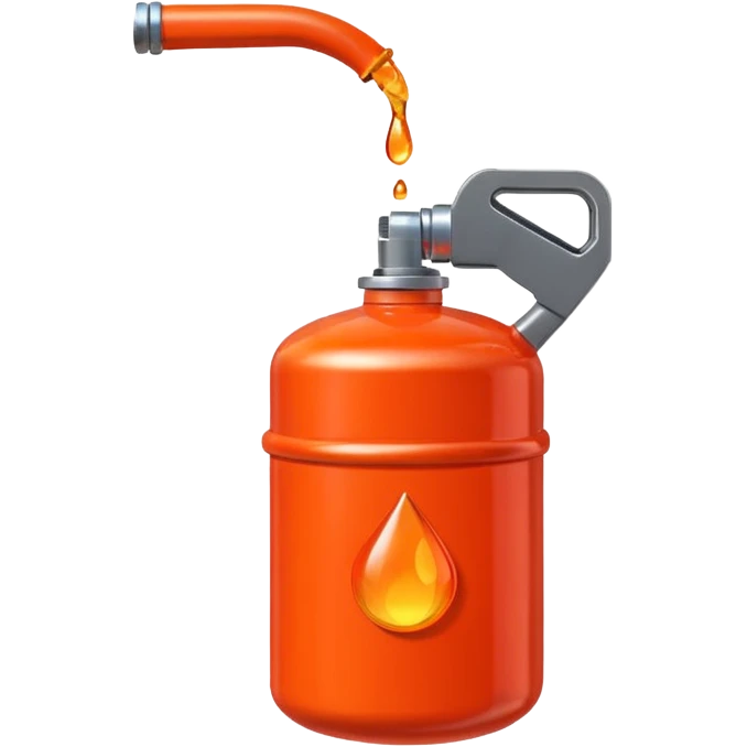 simple red gasoline canister plain dispensing orange drops of fuel emoji